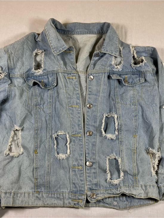 Source Unknown Other - Source Unknown Light Blue Distressed Kids' Denim Jacket